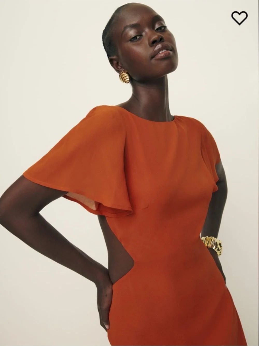 NWT Reformation Coralie Red-Orange Viscose Dress Size 6